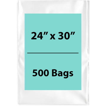 24X30 inches Clear Flat Poly Bags 1.5Mil Open Top (LDPE)